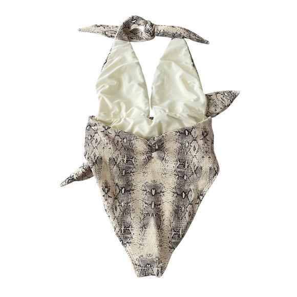 Montce Snake Rib Tropez Tie Up One Piece Size Large - Picture 6 of 7